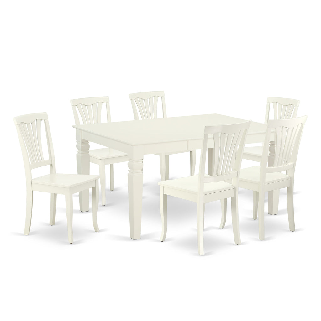 WEAV7-WC4-N Elegant 7-Piece Dining Ensemble with Butterfly Extension and Wood Seat Chairs