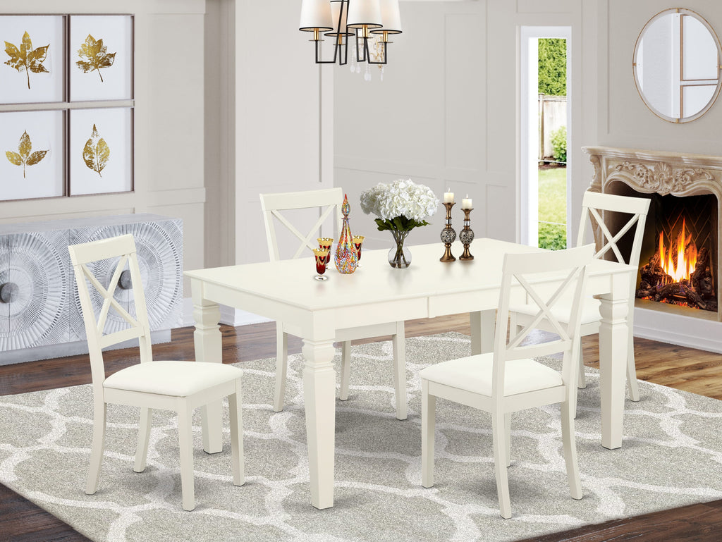 WEBO5-VW3-UZ Ensemble 5-Piece Dining Suite with Table & 4 White Leatherette Chairs
