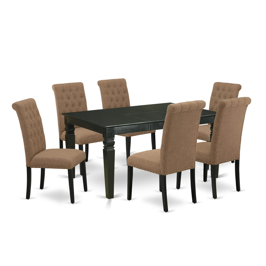 WEBR7-TP5-MA 7 Piece Dining Ensemble with Expanding Leaf Table and Light Sable Seats, 42x60 Inch