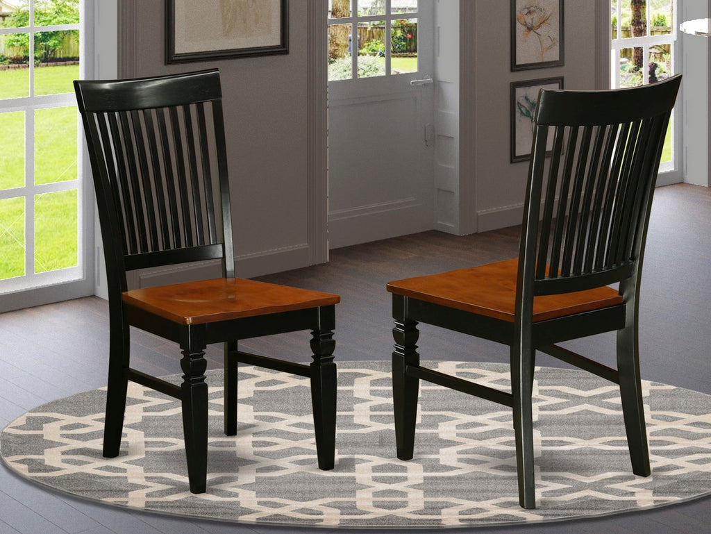 WEC-BMQ-Q Slat Back Dining Chair Set, Wooden Seat, Black Cherry Finish Duo, 2-Piece Collection