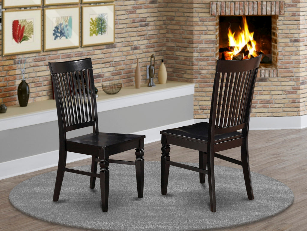 WEC-B7I-T Slat Back Wood Seat Dining Chairs Set, Weston Kitchen Chairs in Elegant Black
