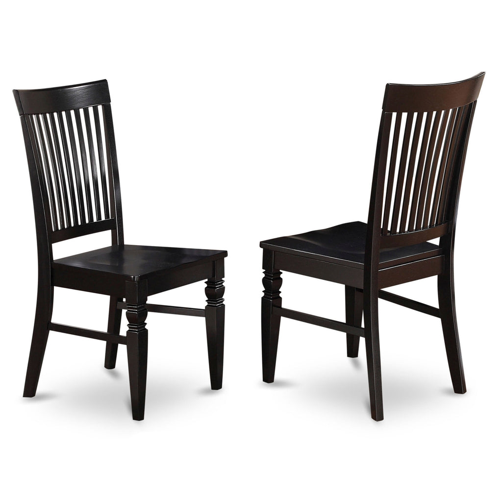 WEC-B7I-T Slat Back Wood Seat Dining Chairs Set, Weston Kitchen Chairs in Elegant Black
