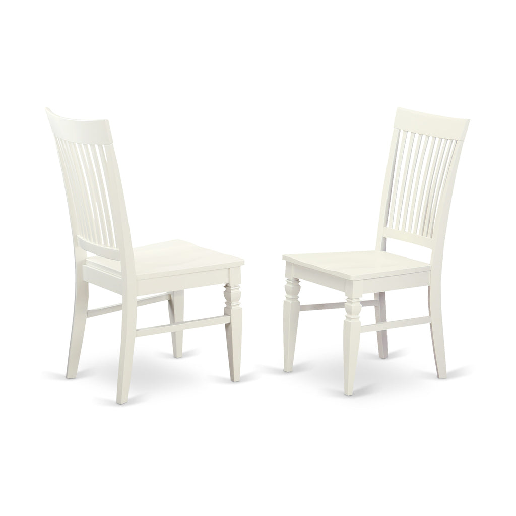Chic Dining Set Trio MZWE3-Z5J-N Space-Saving Table with Dropleaf & Elegant Chairs, Linen White Finish