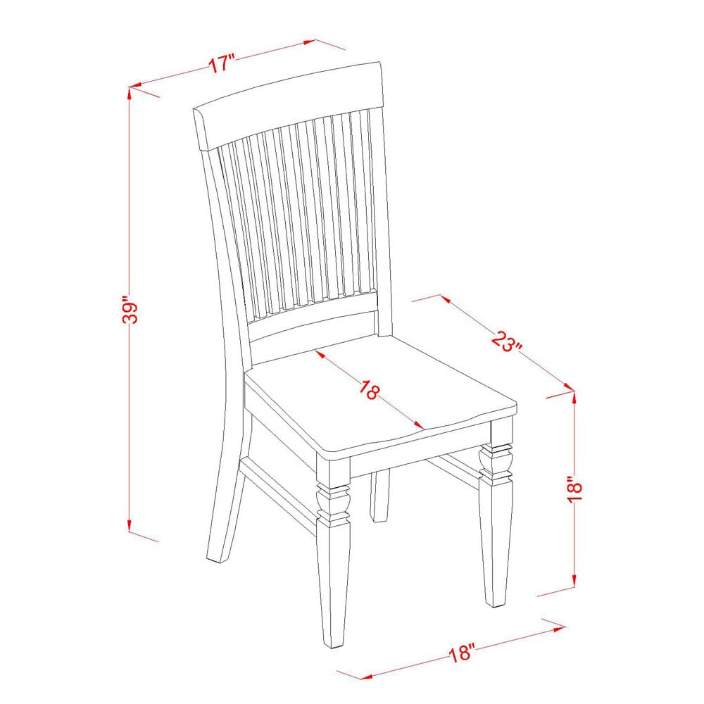 WEC-WNC-4 Slat Back Dining Chairs in Elegant Linen White Wood, Pair