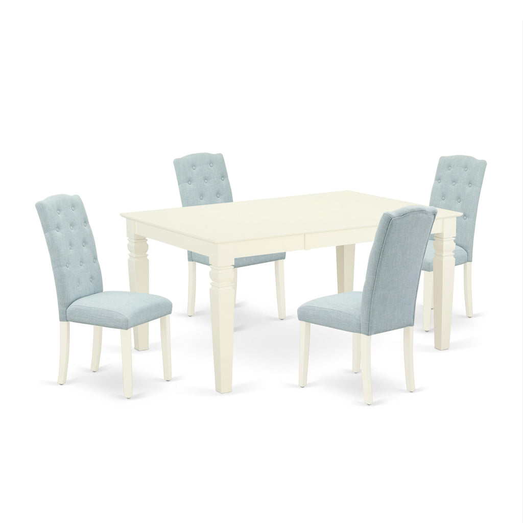 WECE5-PSM-RJ 5-Piece Rectangle Dining Set with Fabric Seats and Butterfly Leaf Table