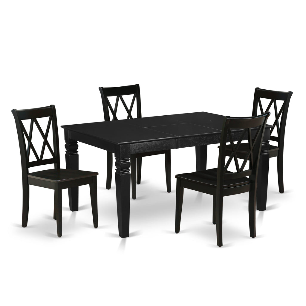 WECL5-4AG-A 5-Piece Dining Set Rectangular Table with Butterfly Leaf & 4 Chairs, 42x60 Gray