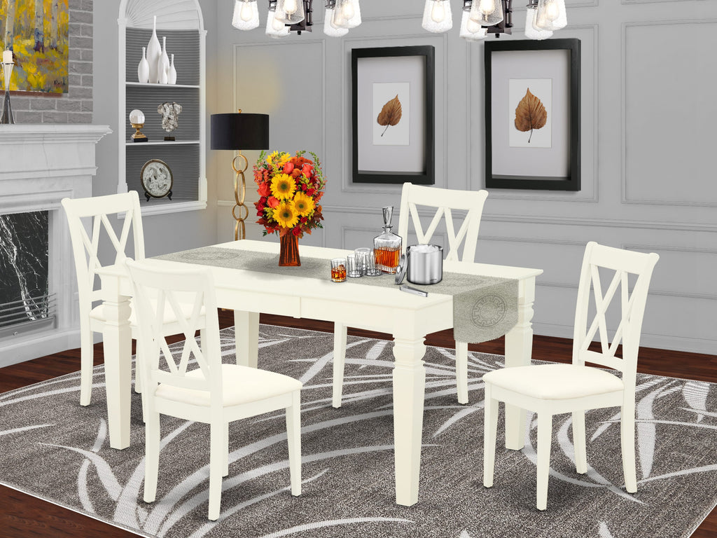 WECL5-SIE-U Dining Ensemble 5 Piece Set with Expanding Rectangular Wood Table & 4 Upholstered Chairs