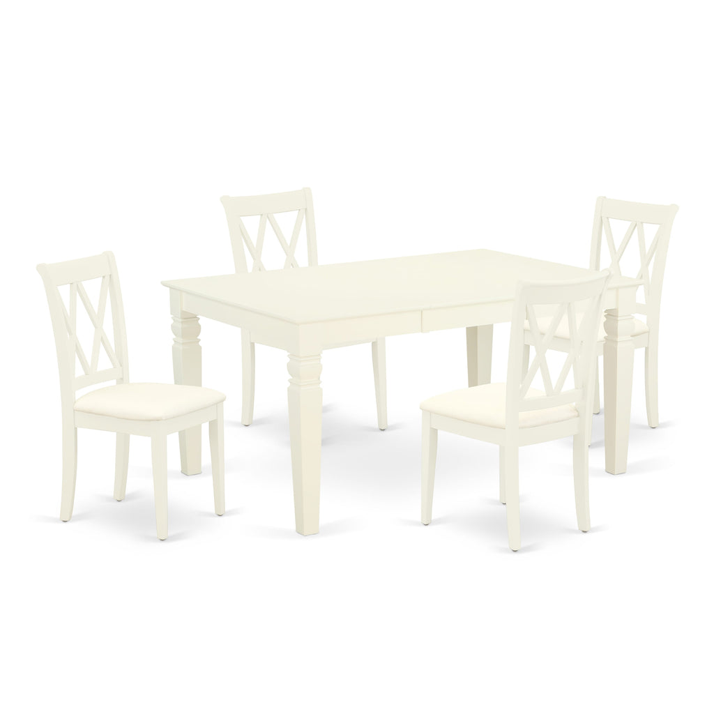 WECL5-SIE-U Dining Ensemble 5 Piece Set with Expanding Rectangular Wood Table & 4 Upholstered Chairs