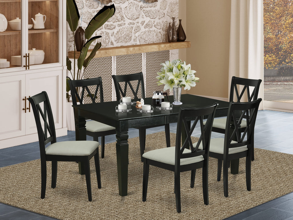 WECL7-FBT-Y 7-Piece Rectangle Dining Set with Butterfly Leaf and Linen Chairs, 42x60 in.