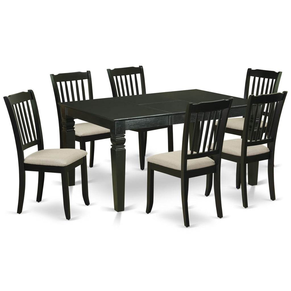 WEDA7-XU5-M Luxurious Setting 7-Piece Dining Ensemble with Extended Table & Upholstered Chairs