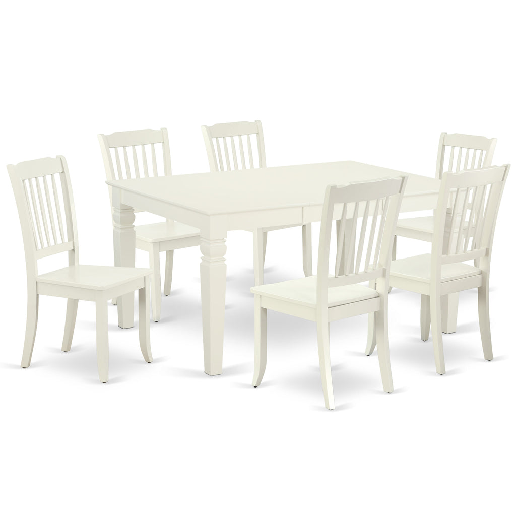 WEDA7-HZ5-I Elegant 7-Piece Dining Ensemble Featuring Extendable Table and 6 Stylish Seats, 42x60 Linen White Finish