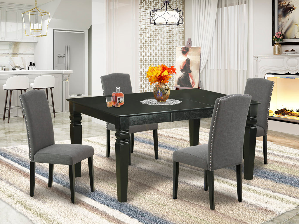 WEEN5-5EF-CE 5 Piece Dining Ensemble with Expanding Table and Upholstered Chairs, 42x60