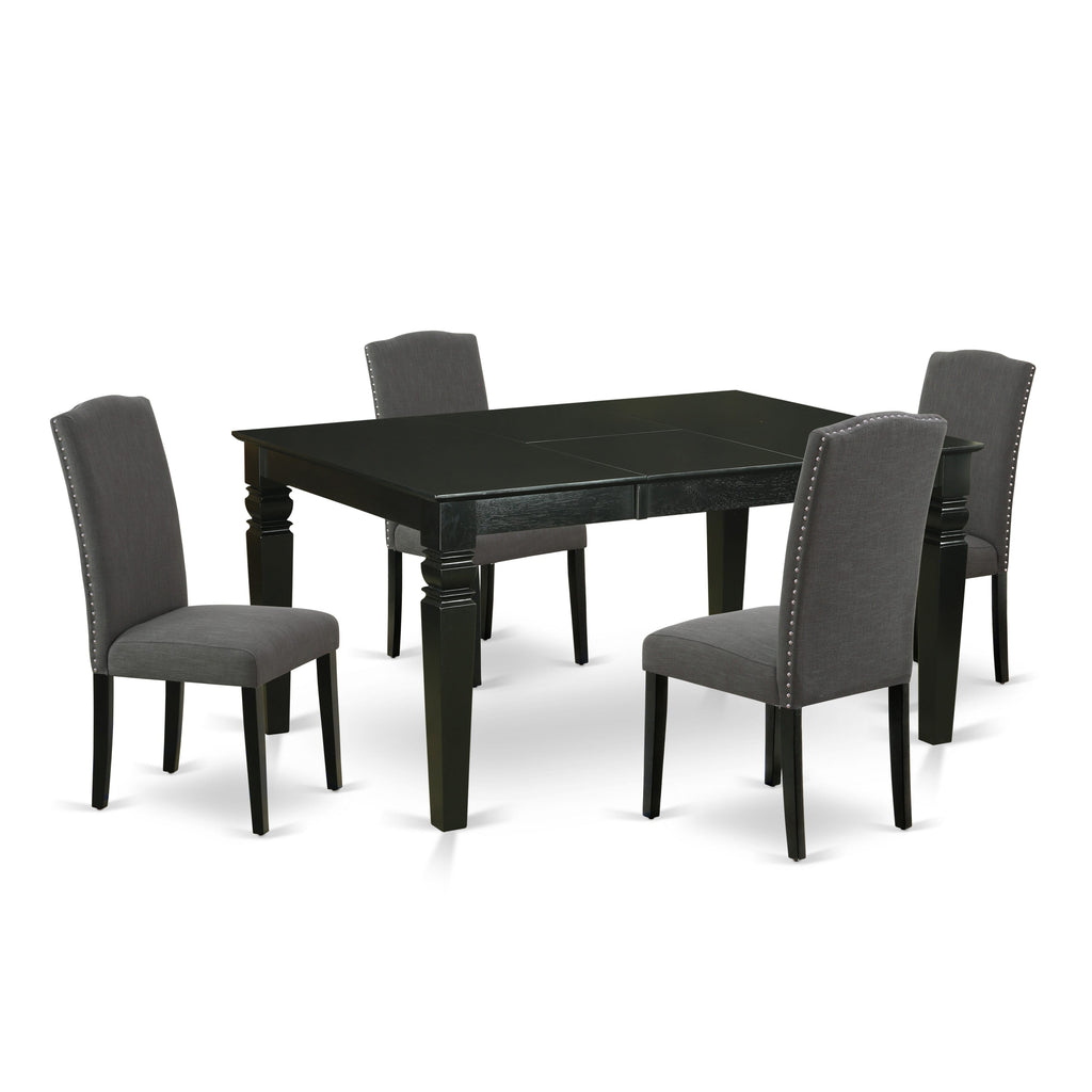 WEEN5-5EF-CE 5 Piece Dining Ensemble with Expanding Table and Upholstered Chairs, 42x60