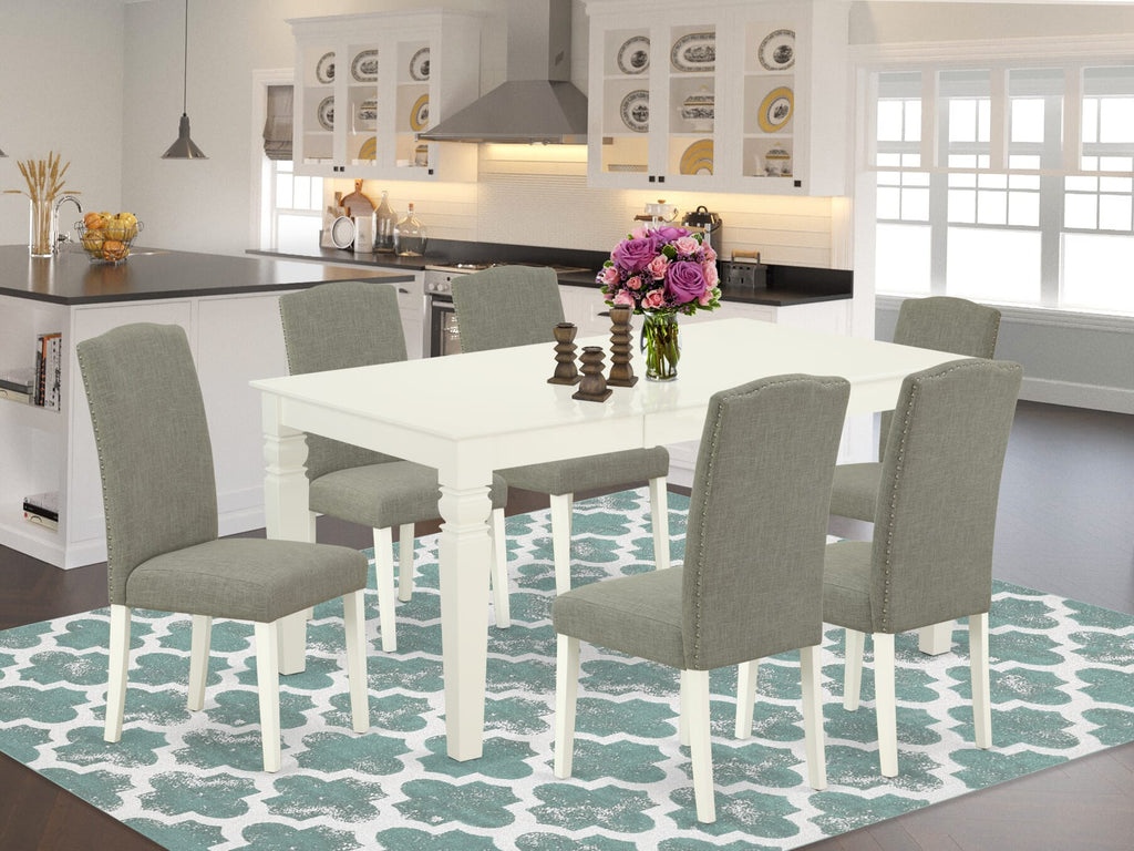 WEEN7-S3X-39 7-Piece Dining Collection with Expandable Table and Upholstered Chairs in Shitake