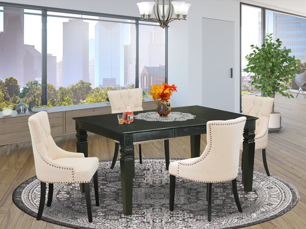 WEFR5-ZKZ-NY 5-Piece Dining Ensemble with Expanding Table & 4 Comfortable Chairs, Modern Black