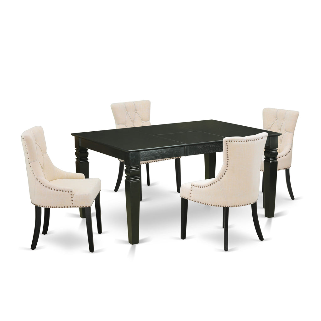 WEFR5-ZKZ-NY 5-Piece Dining Ensemble with Expanding Table & 4 Comfortable Chairs, Modern Black