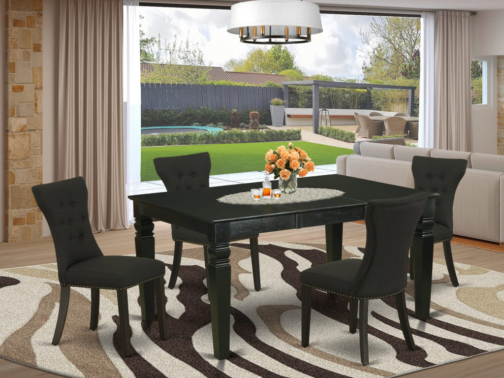 WEGA5-0FZ-HV 42x60 Inch Dining Set - Table with Leaf and 4 Linen Chairs, 5 Piece