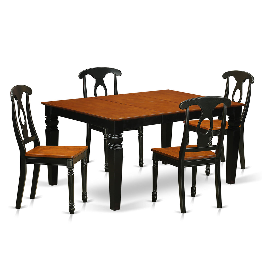 WEKE5-P9G-C Sophisticated Dining Ensemble with Expanding Table and Four Chairs in Black & Cherry, 42x60