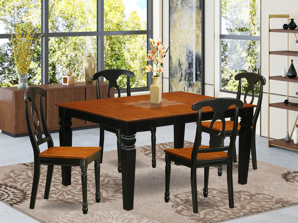 WEKE5-P9G-C Sophisticated Dining Ensemble with Expanding Table and Four Chairs in Black & Cherry, 42x60