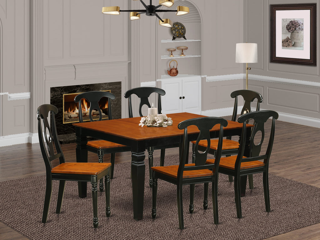 Enchanting Dining Ensemble WEKE7-YGK-M Rectangular Table and 6 Chairs, Black Cherry Finish, 42x60 Inch
