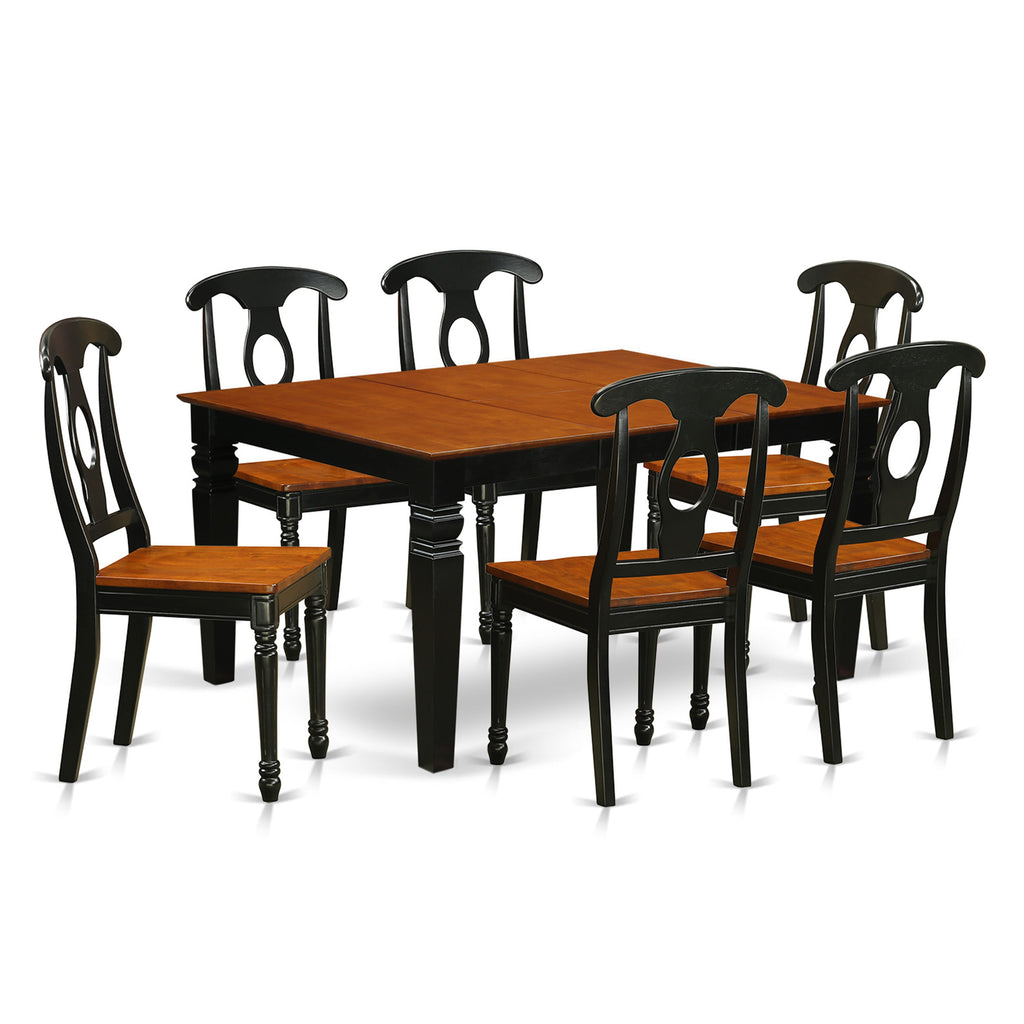 Enchanting Dining Ensemble WEKE7-YGK-M Rectangular Table and 6 Chairs, Black Cherry Finish, 42x60 Inch