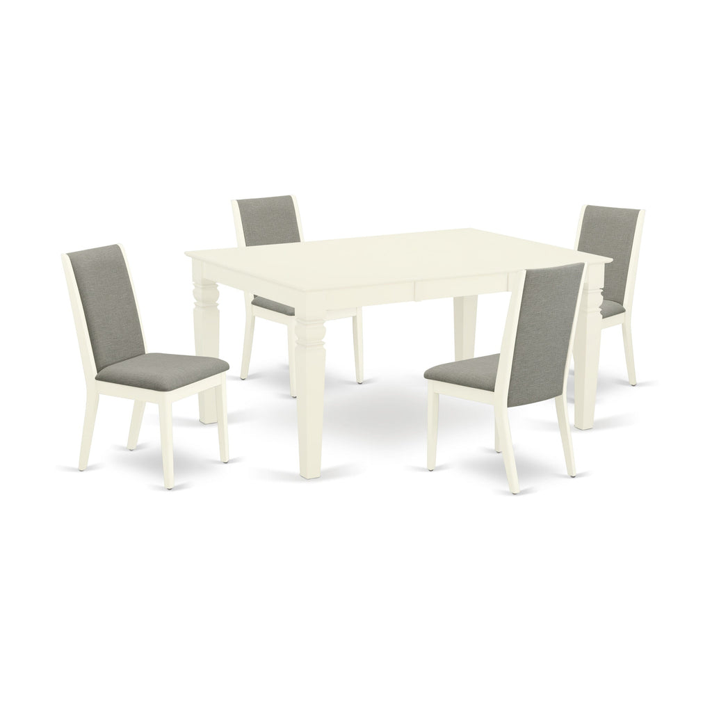 Stylish Dining Set with Butterfly Leaf - WELA5-6D4-X9, 5-Piece, Shitake Linen Upholstery & 42x60 Table