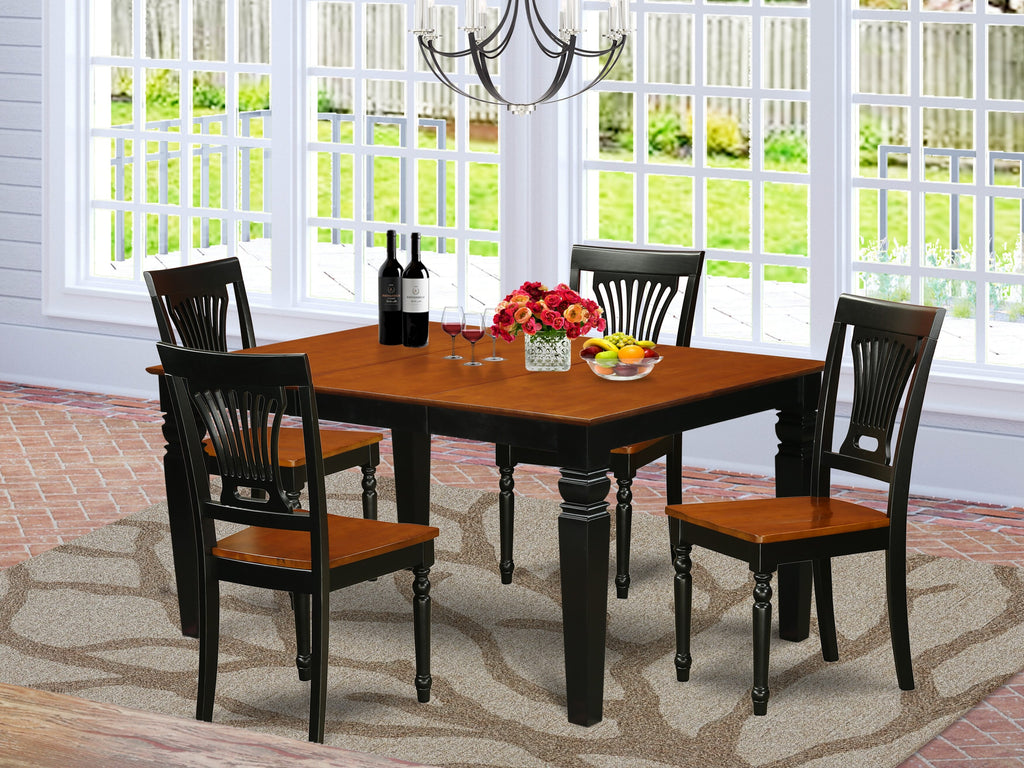 WEPL5-JKA-S Ensemble 5-Piece Dining Set with Extending Table & 4 Chairs, 42x60, Black & Cherry