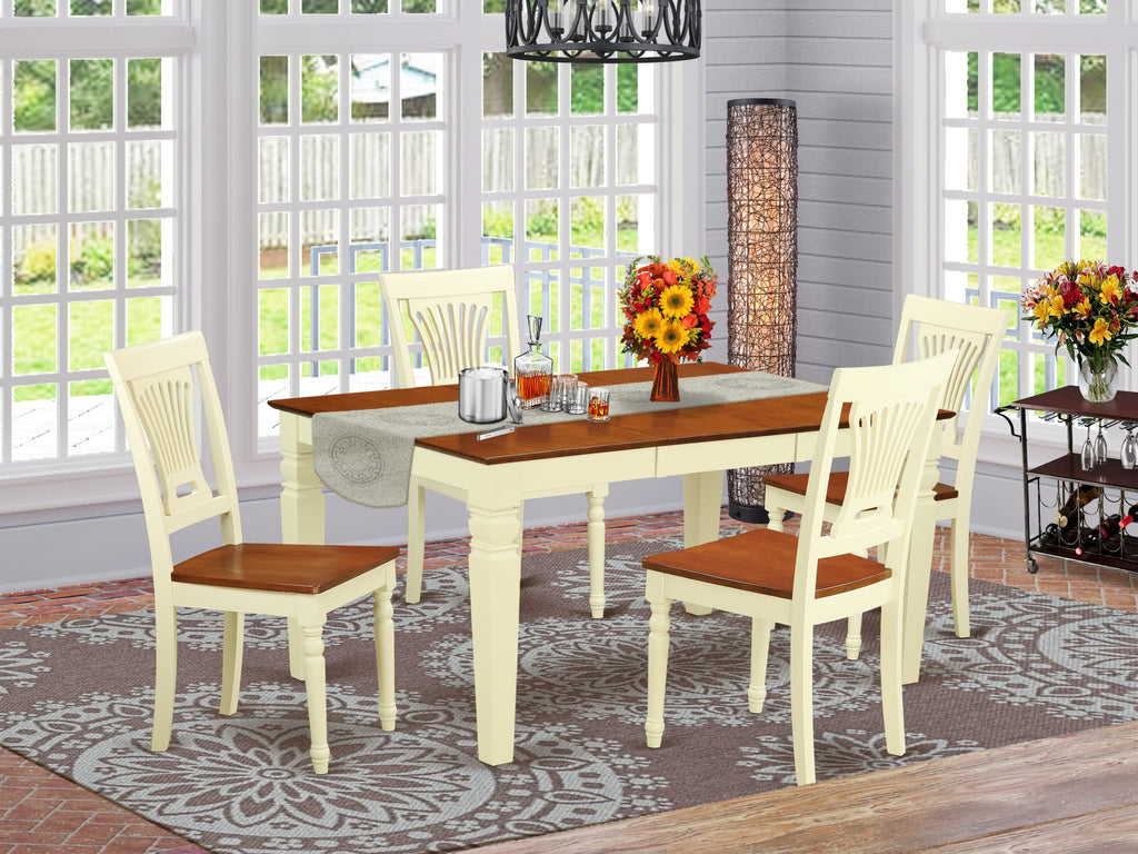 5BQ-3 WEPL5 Dining Ensemble with Butterleaf Table & 4 Classic Wood Chairs in Buttermilk Cherry Finish