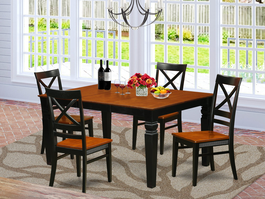 WEQU5-F7L-D • Dining Set with Rectangle Table & 4 Wood Chairs, 42x60 in Black-Cherry