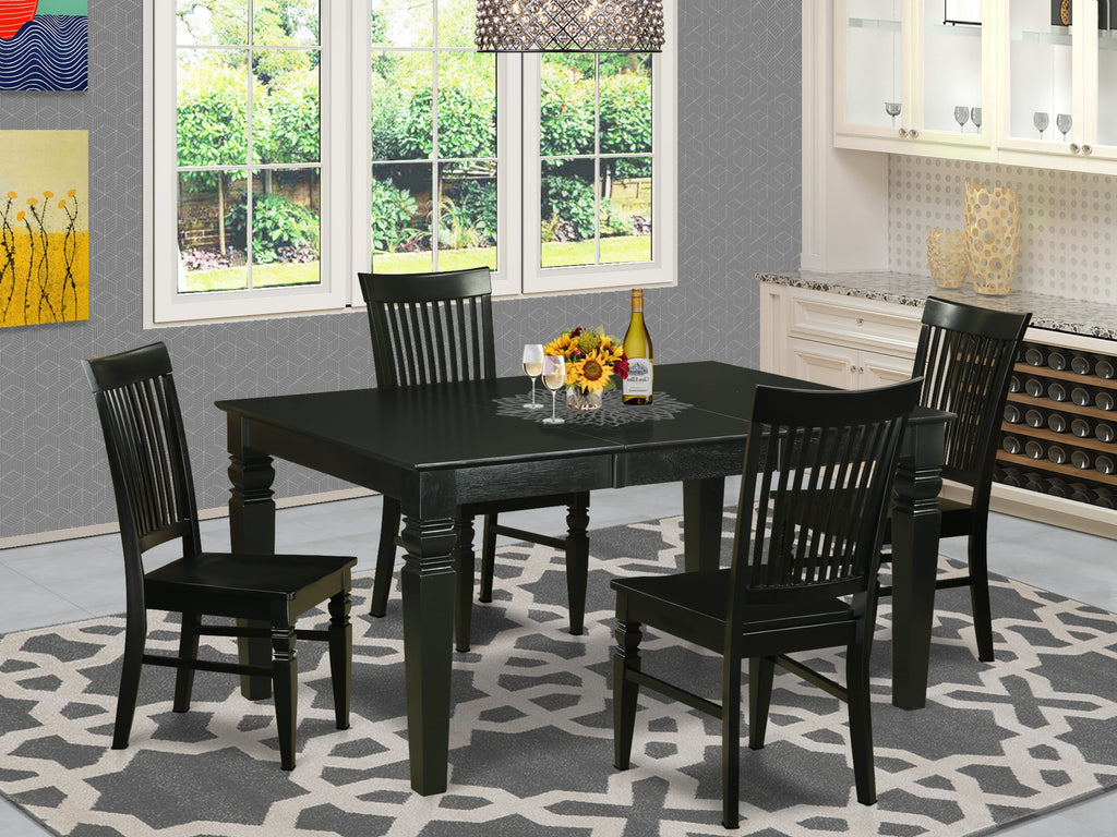 WEST5-06M-B 5-Piece Dining Ensemble with Expandable Table & 4 Chairs in Elegant Black & Cherry Finish