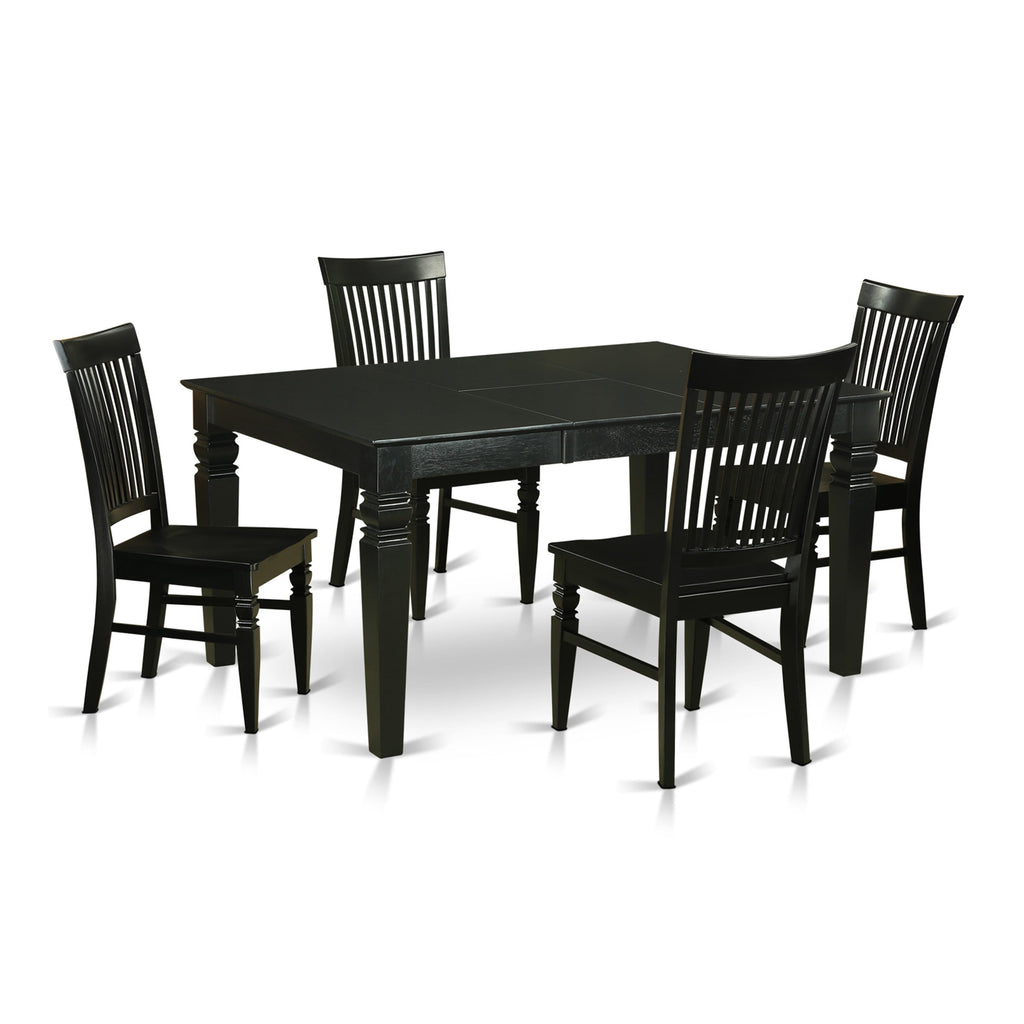 WEST5-06M-B 5-Piece Dining Ensemble with Expandable Table & 4 Chairs in Elegant Black & Cherry Finish