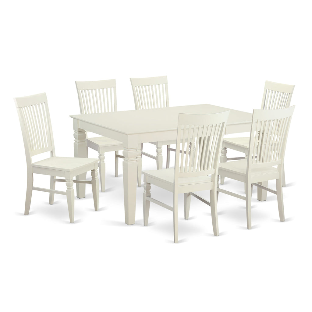 WEST7-RLN-X 7-Piece Dining Ensemble with Extendable Rectangular Table and 6 Chairs, Light Linen Finish