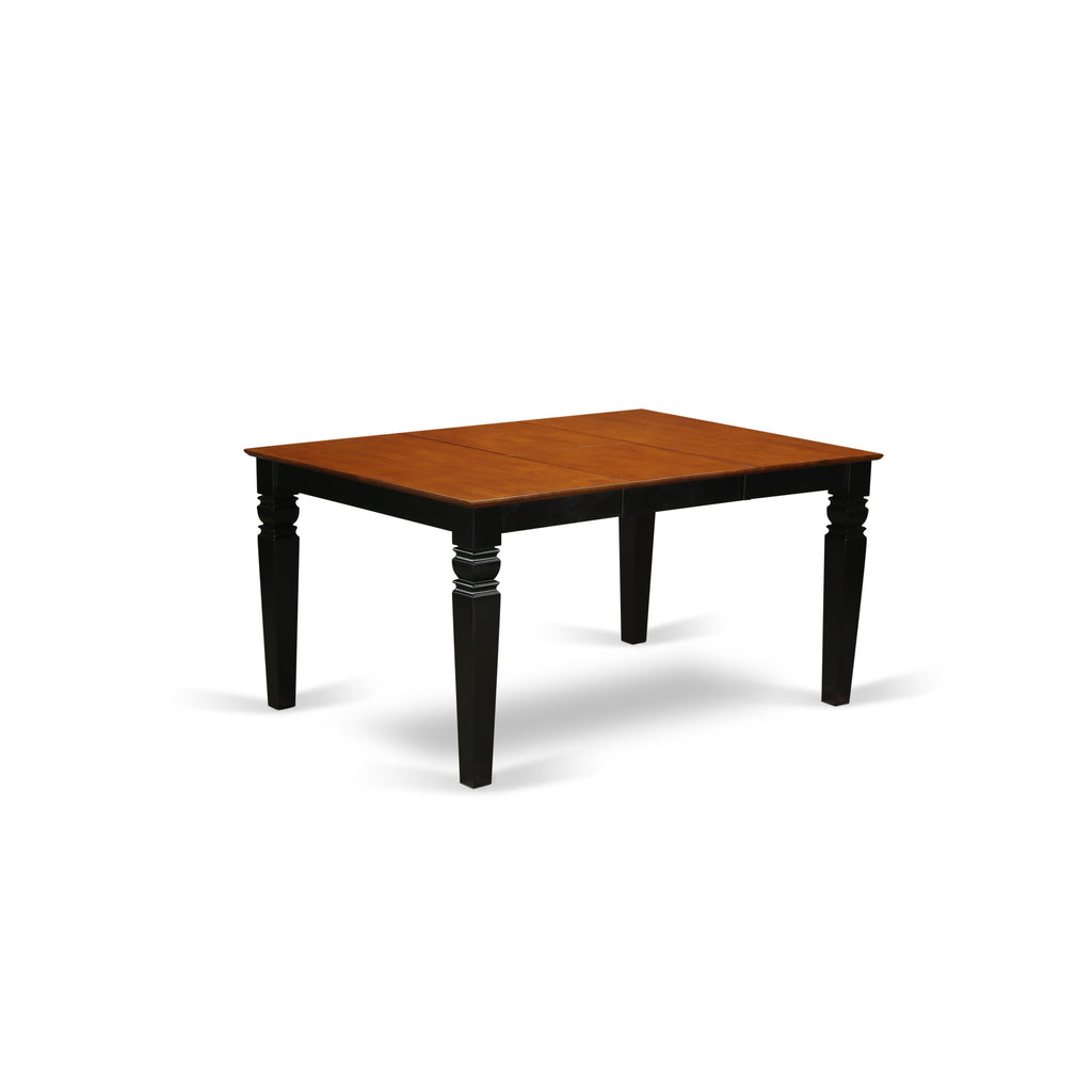 WENI5-ONZ-X 5-Pc Dining Ensemble Rectangular Table & 4 Upholstered Chairs, 42x60 Inch, Cherry & Black