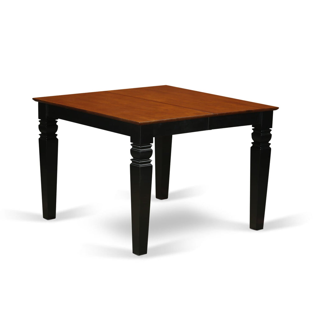 WENI5-ONZ-X 5-Pc Dining Ensemble Rectangular Table & 4 Upholstered Chairs, 42x60 Inch, Cherry & Black