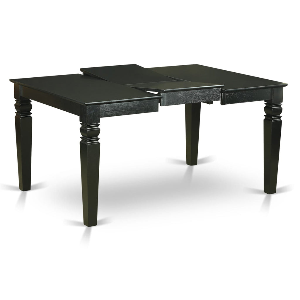 WEAV7-Z2N-SP 7 Piece Dining Table Ensemble with Rectangular Expandable Leaf and Leather-like Chairs in Elegant Ebony, 42x60 Inch