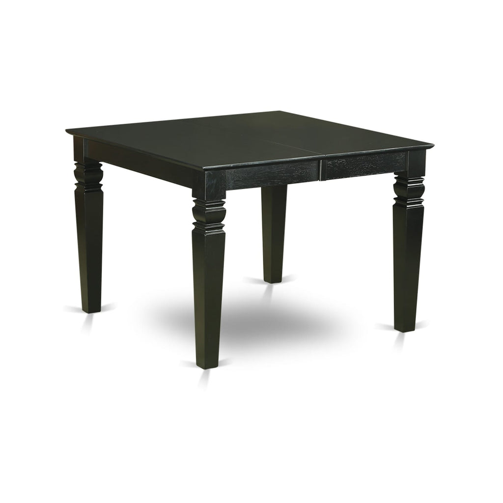 WEAV7-Z2N-SP 7 Piece Dining Table Ensemble with Rectangular Expandable Leaf and Leather-like Chairs in Elegant Ebony, 42x60 Inch