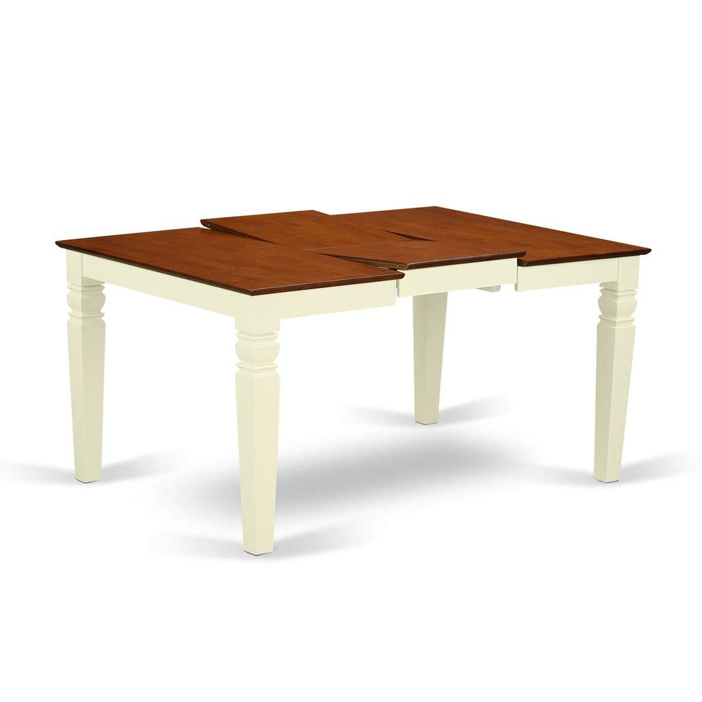 WEDA6Y-BVT-D Deluxe 6-PC Dining Ensemble Rectangle Table, Butterfly Leaf, Chairs & Bench, Buttermilk & Cherry