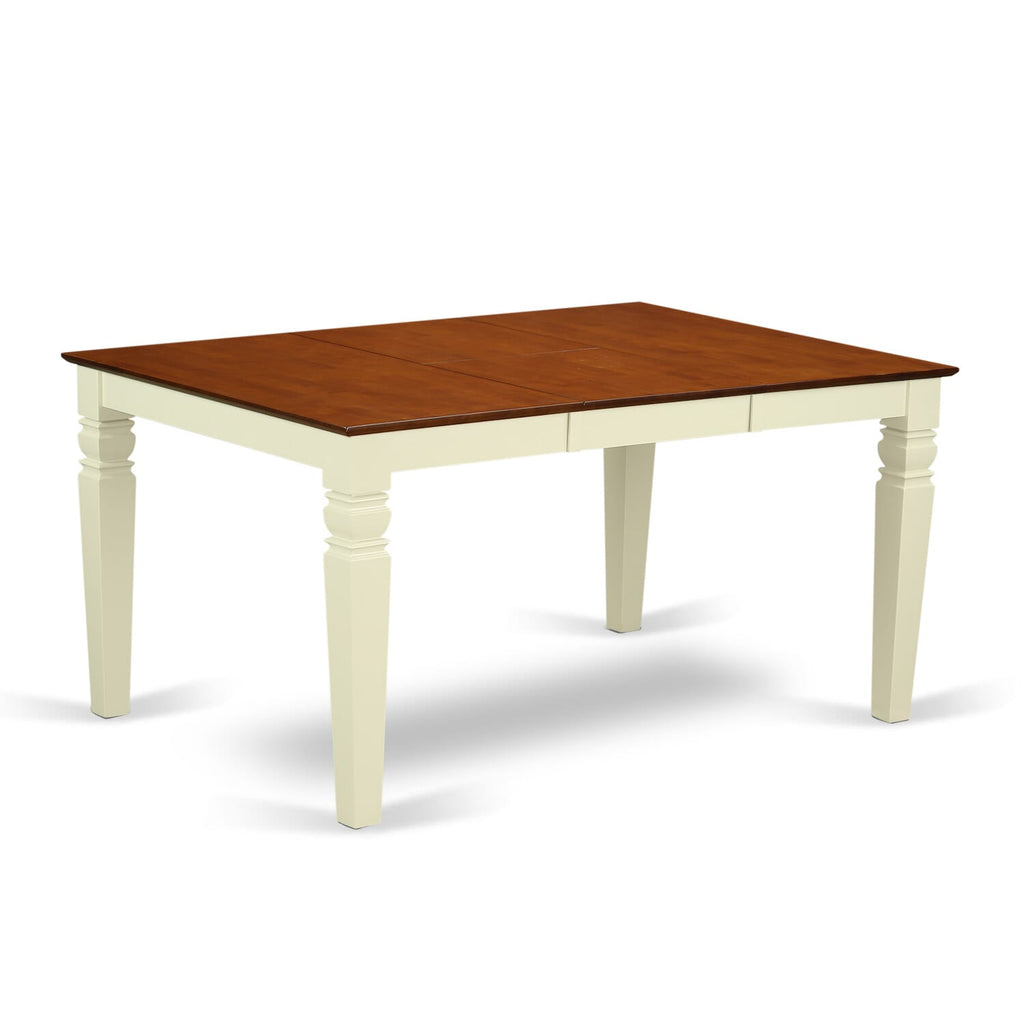 WEDA6Y-BVT-D Deluxe 6-PC Dining Ensemble Rectangle Table, Butterfly Leaf, Chairs & Bench, Buttermilk & Cherry