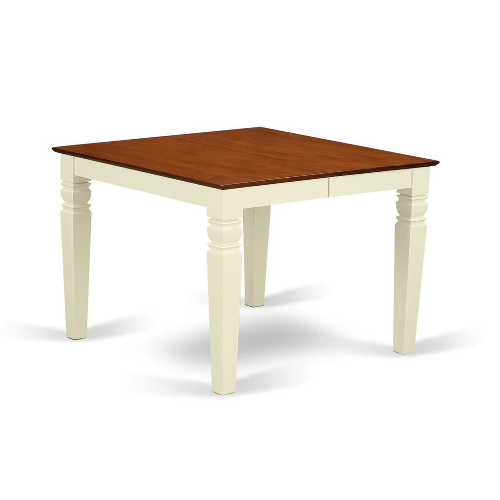 WEDA6Y-BVT-D Deluxe 6-PC Dining Ensemble Rectangle Table, Butterfly Leaf, Chairs & Bench, Buttermilk & Cherry