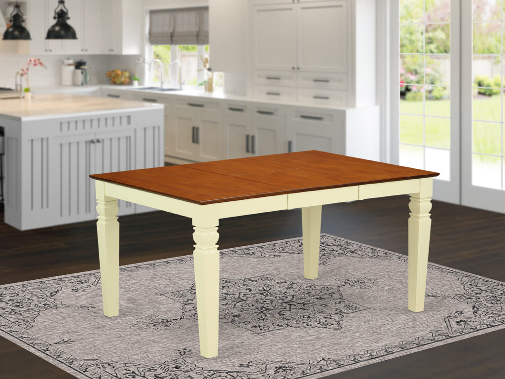 WET-BBD-B Elegant Weston Dining Table with Rectangle Top, Butterfly Leaf & Distinctive Wood Legs, 42x60 Inch, Buttermilk-Cherry Finish