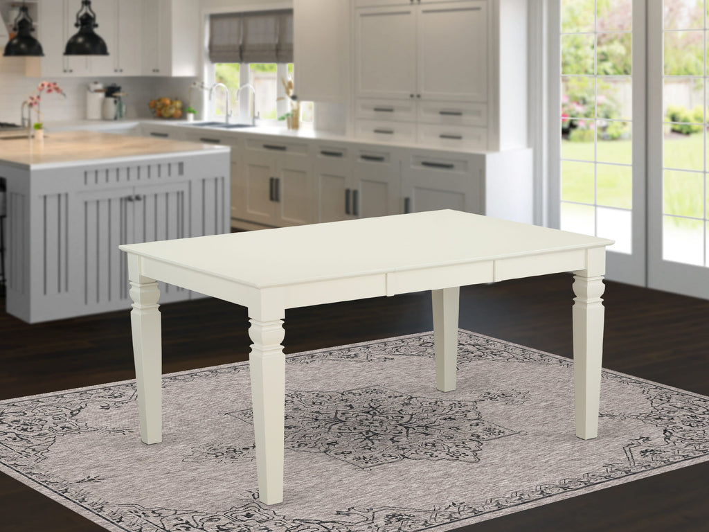 WET-WF4-B Weston Butterfly Leaf Kitchen Table with Elegant Legs, Linen White, 42x60 Modern Rectangle