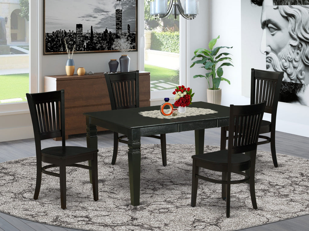 5-Piece Dining Ensemble WEVA5-2AJ-B with Black Extendable Table and 4 Chairs