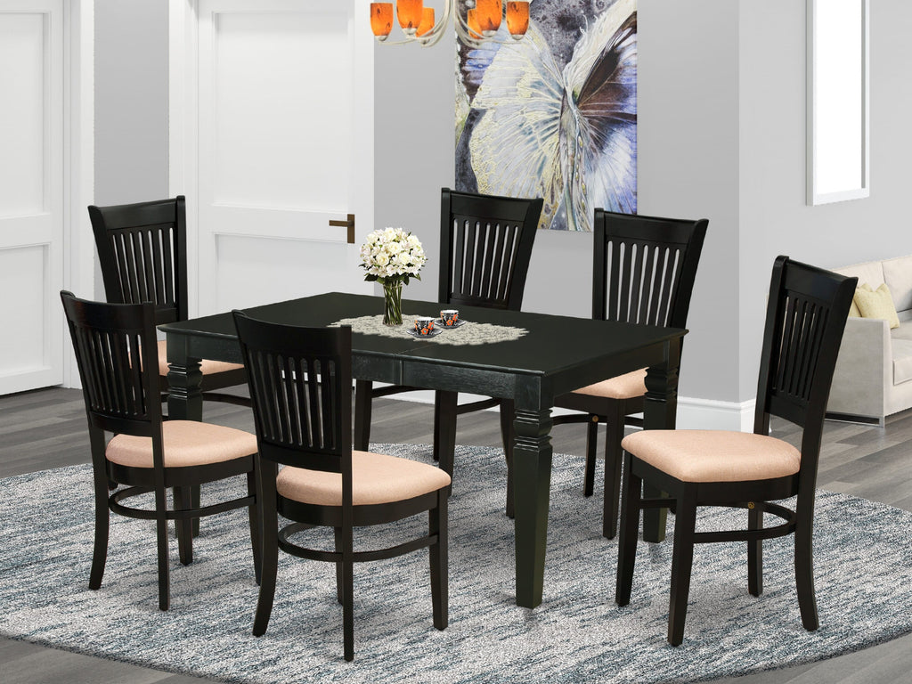 WEVA7-GLH-H Deluxe 7-Piece Dining Set with Rectangular Table and Comfort Chairs, 42x60
