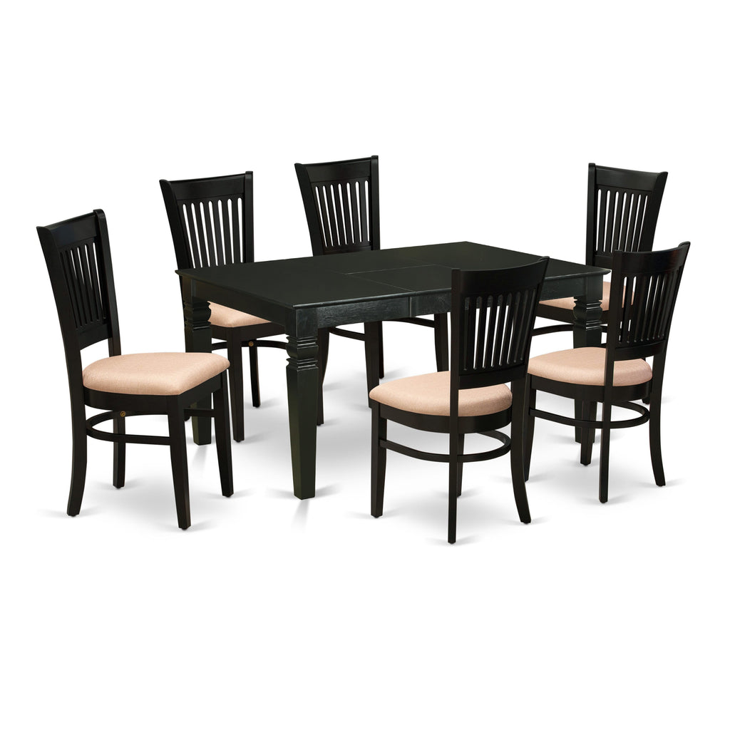 WEVA7-GLH-H Deluxe 7-Piece Dining Set with Rectangular Table and Comfort Chairs, 42x60