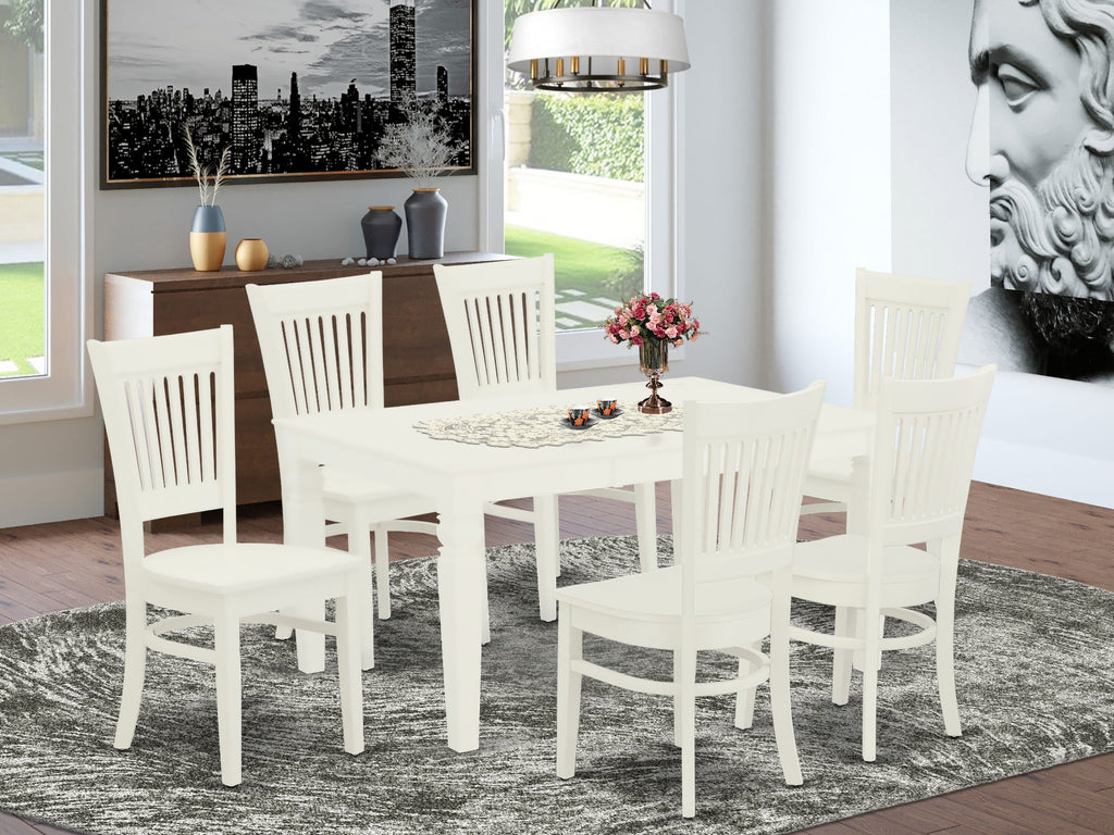 Dining Set WEVA7-261-F Contemporary 7-Piece Table Collection with Butterfly Leaf and 6 Elegant Chairs