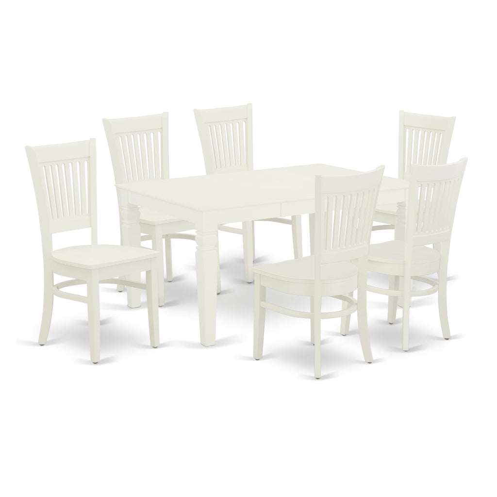 Dining Set WEVA7-261-F Contemporary 7-Piece Table Collection with Butterfly Leaf and 6 Elegant Chairs