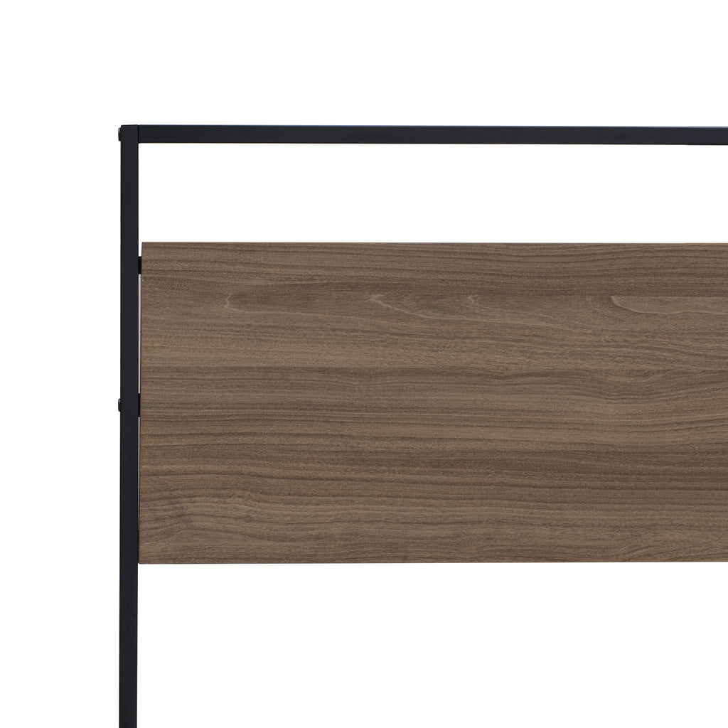 WITBB03 Metal Platform Bed Lavishly Crafted with Powder-Coated Black Finish and Weathered Wood-Laminate Elements