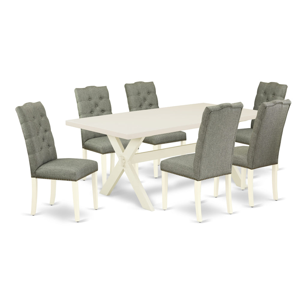X027EAT03-J Dining Ensemble Contemporary Table & Chairs Set with Grey Fabric in Multi-tone 72