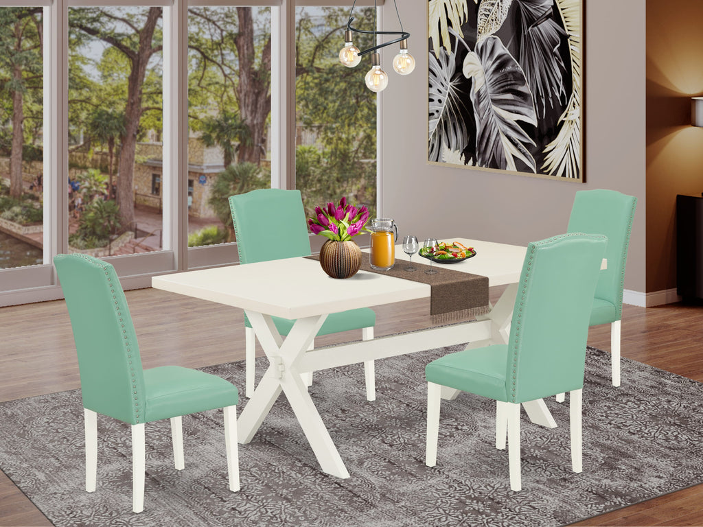 X027EQE6T-I Dining Ensemble 5-Piece Rectangular Table Set with Upholstered Chairs