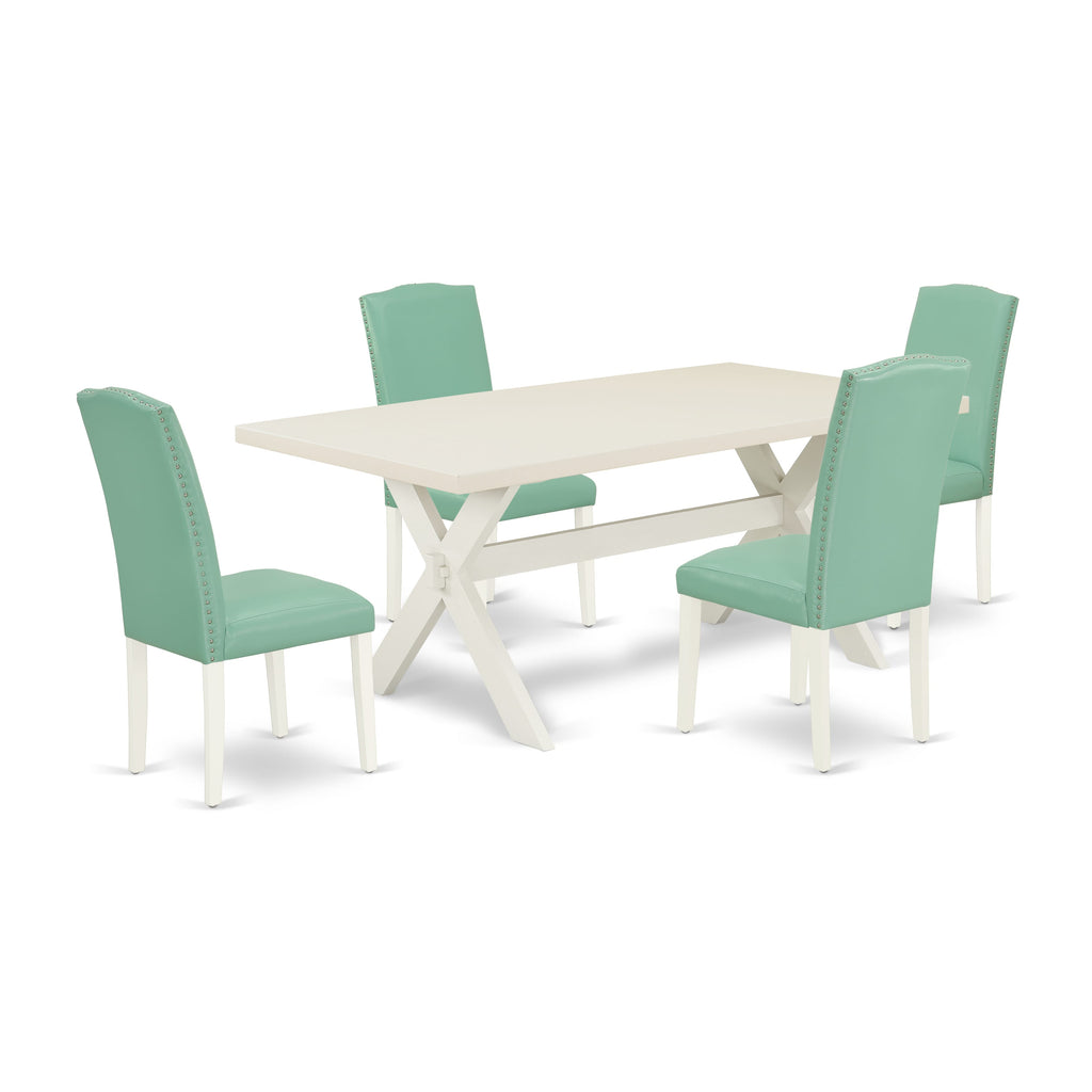 X027EQE6T-I Dining Ensemble 5-Piece Rectangular Table Set with Upholstered Chairs